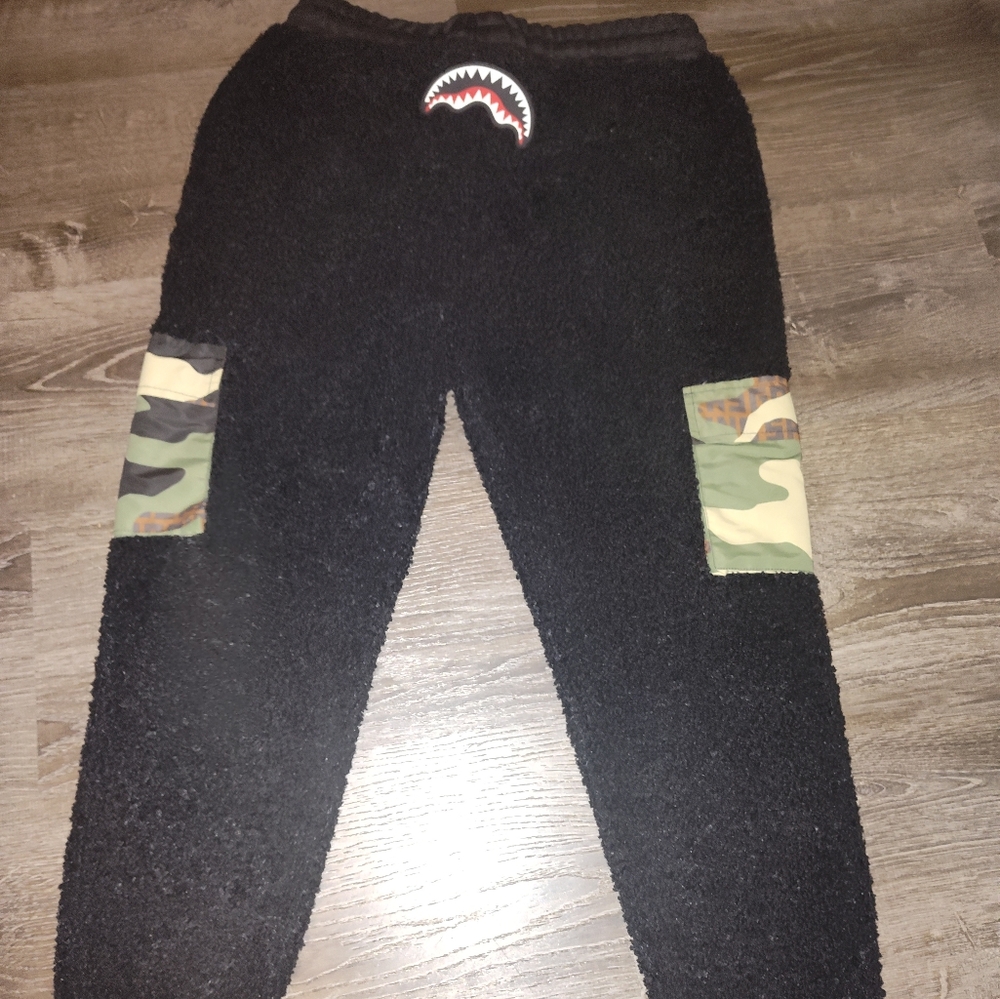 NEW Sprayground Sweatpants sweats Camouflage black chamois jogger L large - Picture 3 of 5